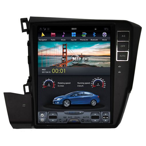 Honda Civic 2012-2015 Navigációs android autó multimédia vertikális kijelzővel