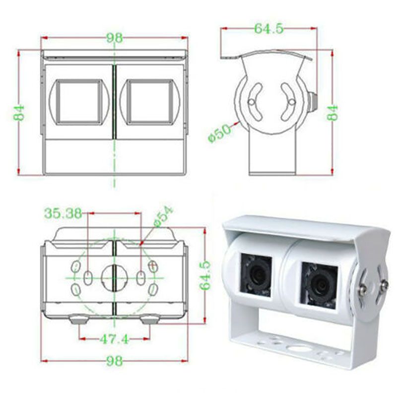 RIS RC-5011T Duál Tolatókamera (4 pin)