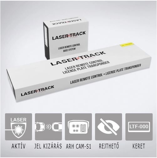 LaserTrack Flare R2: Aktív lézeres traffipaxvédelmi termék 2db extra lapos hátsó szenzorral 1db vékony rendszámtábla keretben 