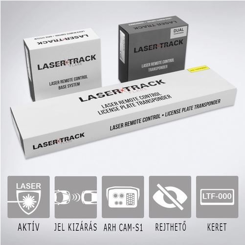 LaserTrack Flare F2R2: Aktív lézeres traffipaxvédelmi termék 2db első és 2db extra lapos hátsó szenzorral 1db vékony rendszámtábla keretben 