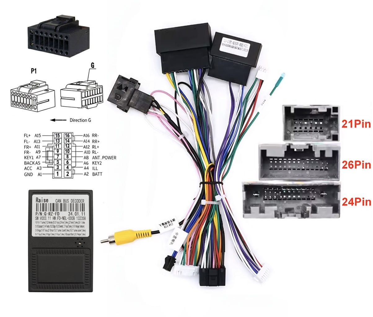 Ford UART 16pin Can Bus adapter, 24Pin (FD-XB-09)