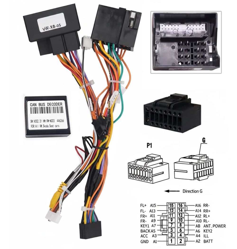 Volkswagen UART 16pin Can Bus adapter (VW-XB-05)