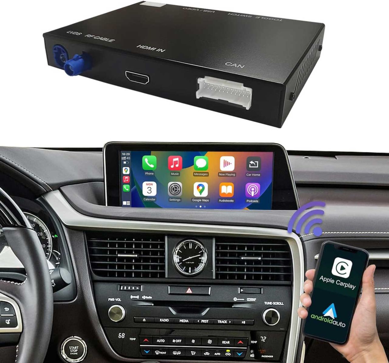 Lexus Apple Carplay, Android Auto adapter, forgókapcsolós vezérlés (LX17)