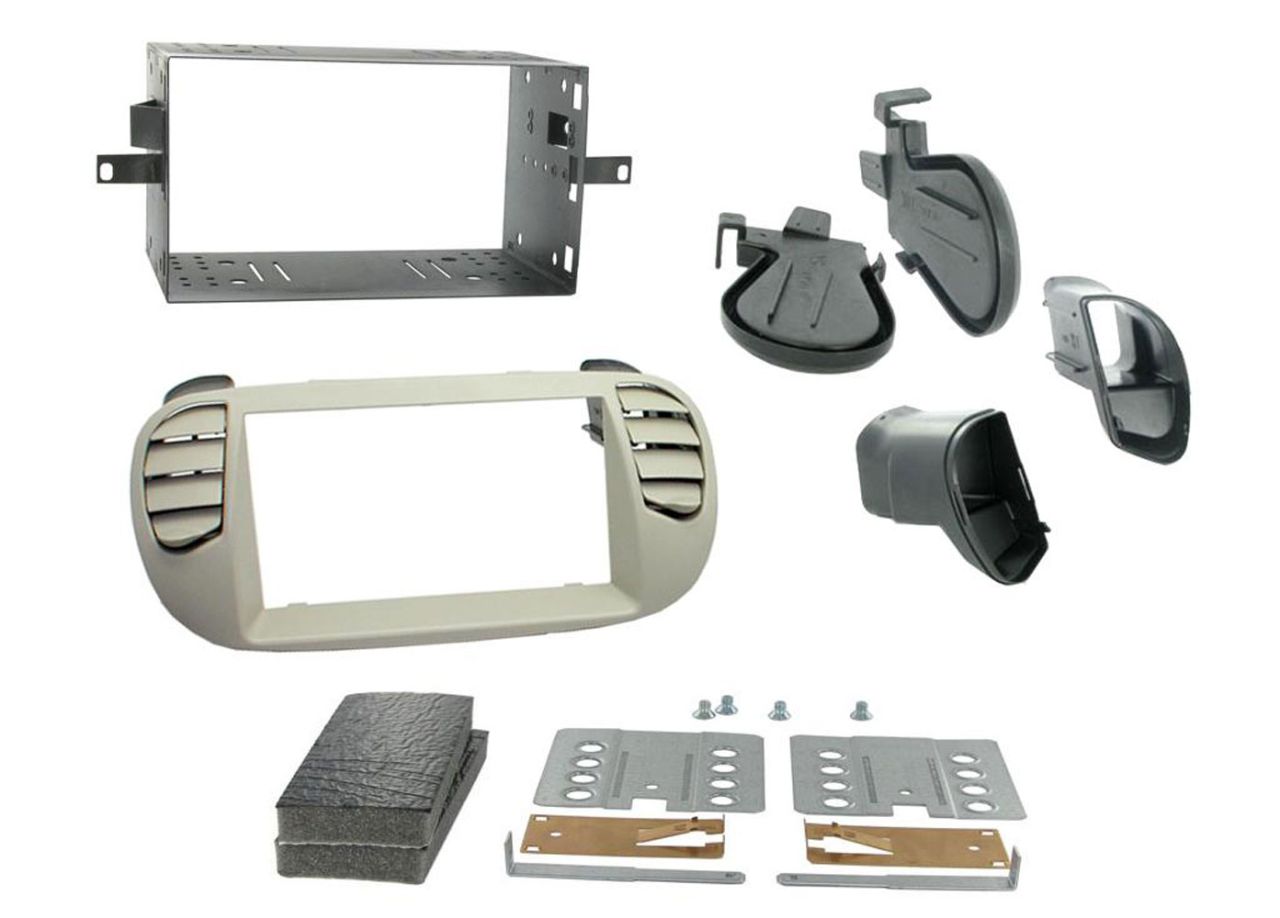 Fiat 500 2 DIN autórádió beszerelő keret, csont színű (CT23FT14)